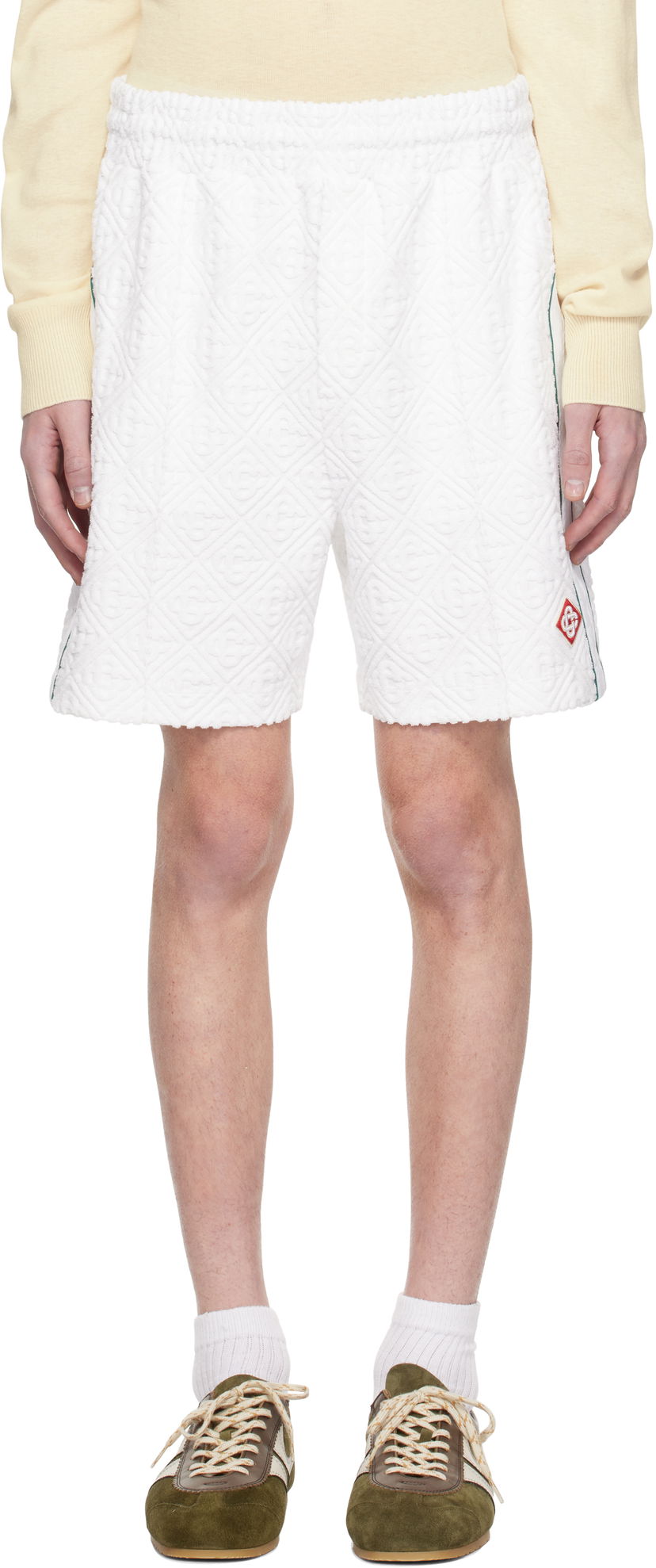 Шорти Casablanca Jacquard Monogram Towelling Shorts білий | MPS25-JTR-223-01