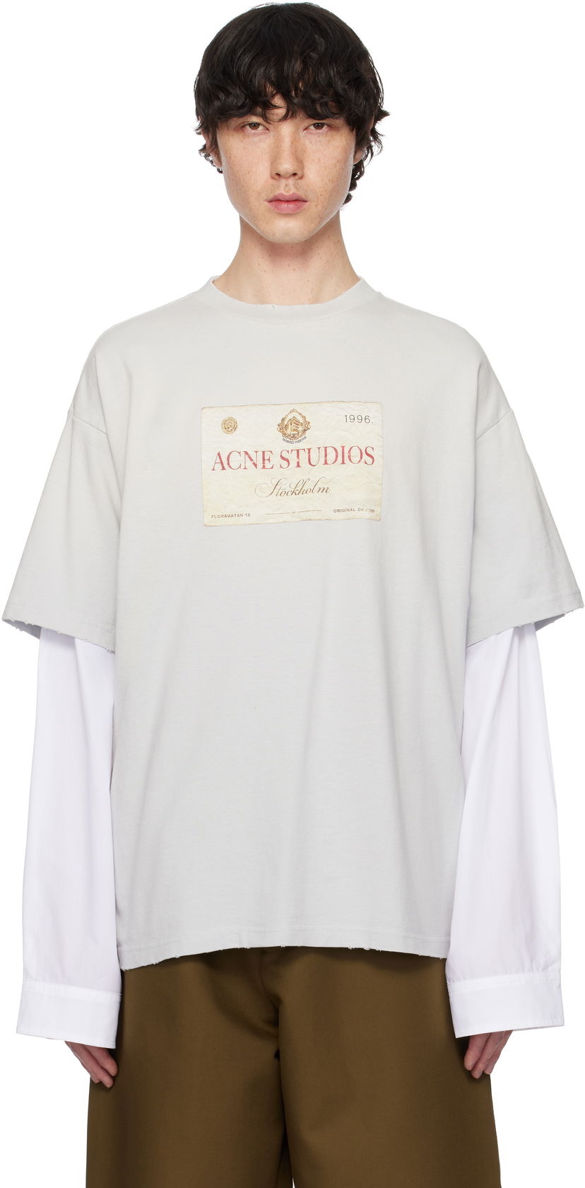 Футболка Acne Studios Acne Studios Layered Print T-Shirt Сірий | CL0322-