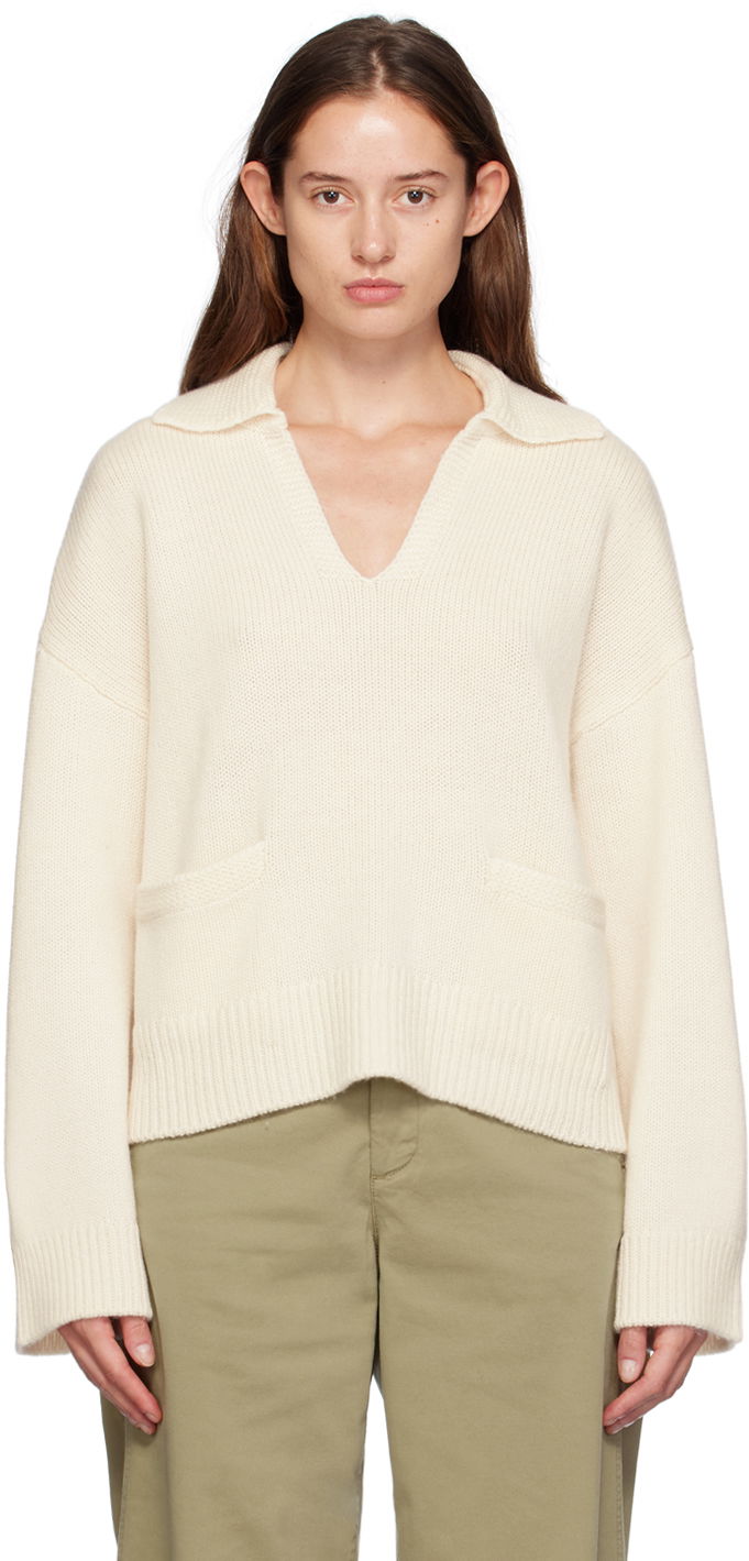 Cветр rag & bone rag & bone Danica Polo Sweater білий | WAS24F003CA03