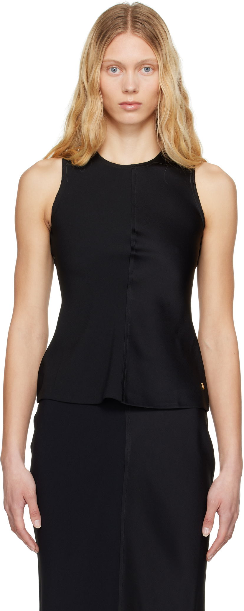 Безрукавка AMI AMI Paris Sleeveless Peplum Tank Top чорний | FTP066.AC0014