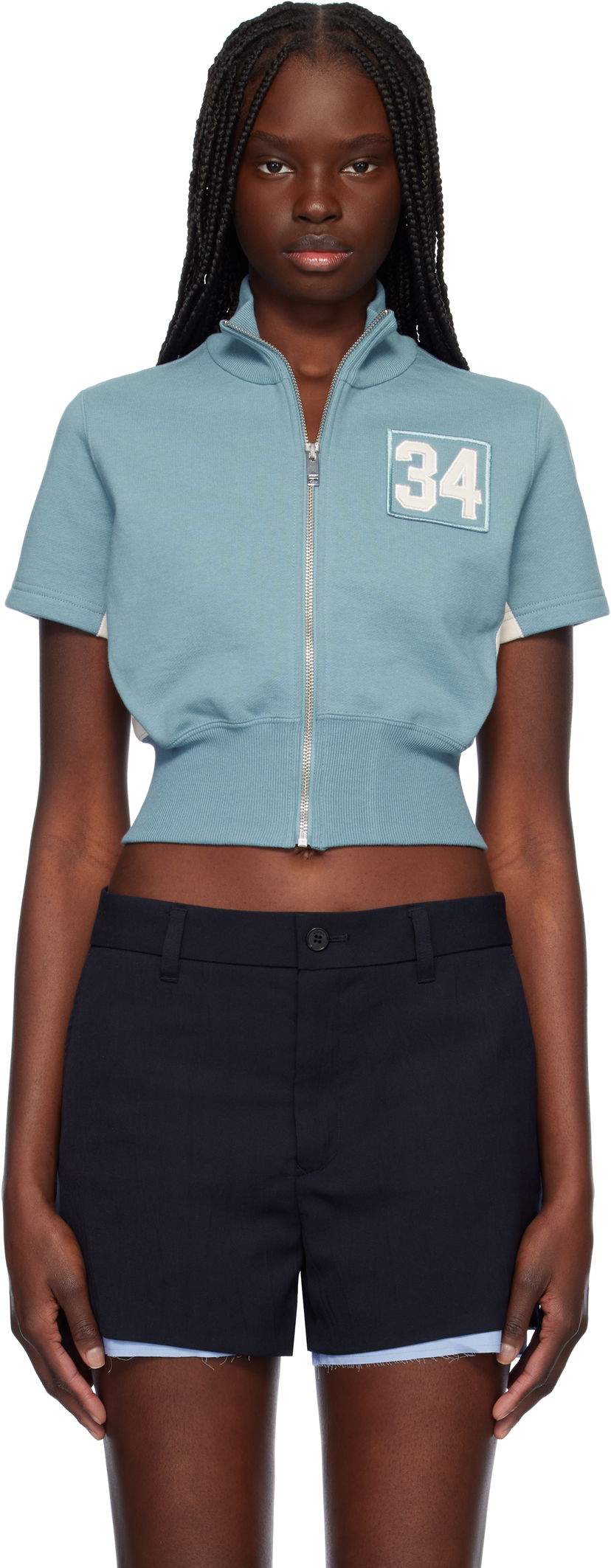 Cветр Ambush AMBUSH Cropped Zip T-Shirt Синій | 12115346
