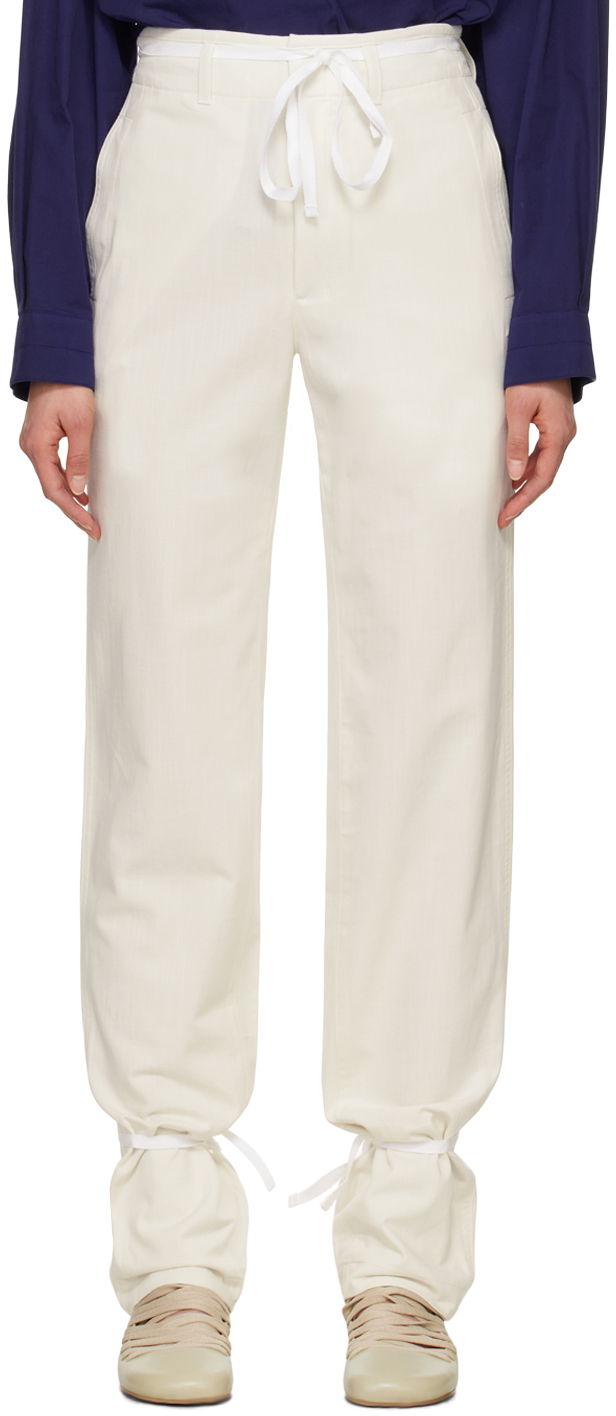 Штани LEMAIRE Straight Leg Tie Hem Trousers білий | PA1098 LF1253