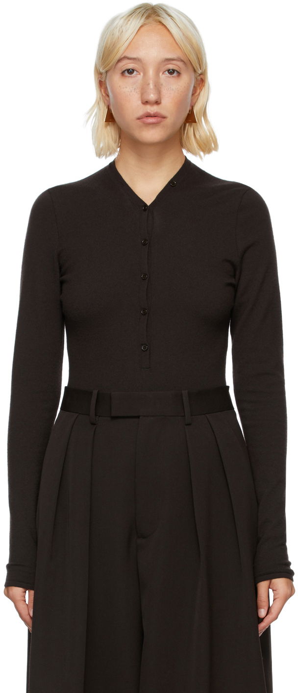 Боді Bottega Veneta Cashmere V-Neck Bodysuit чорний | 648819 VKSE0