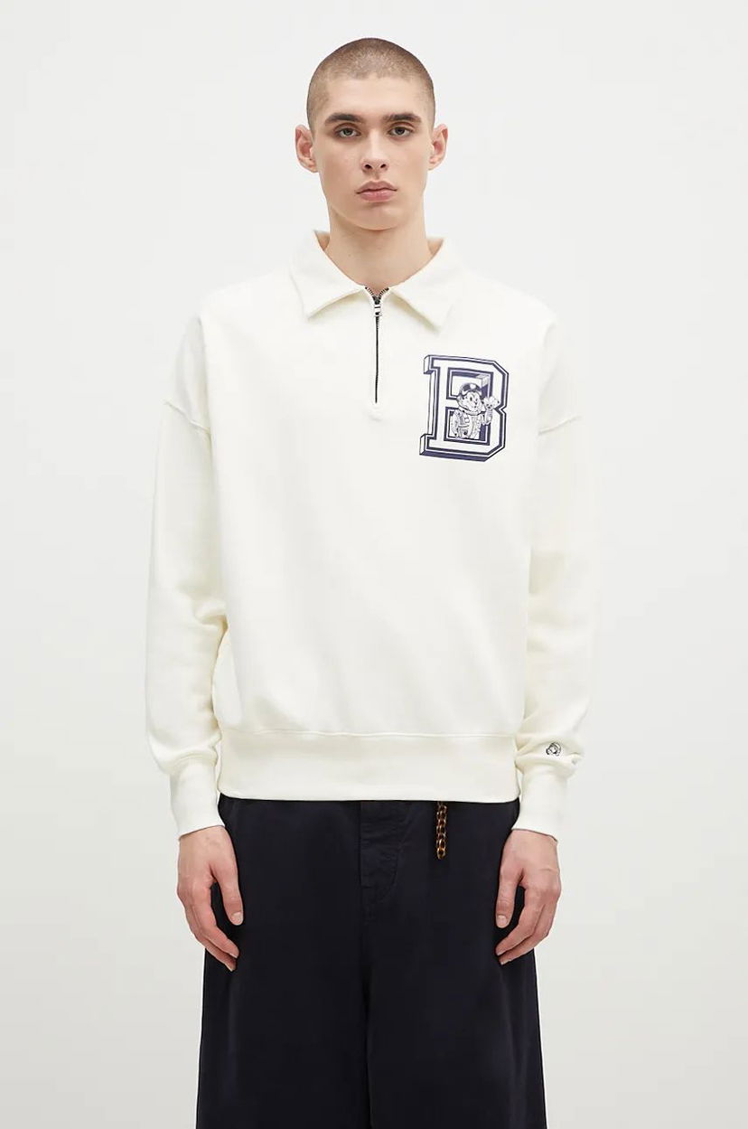 Сорочка поло BILLIONAIRE BOYS CLUB College Print Quarter Zip Sweatshirt білий | B24343