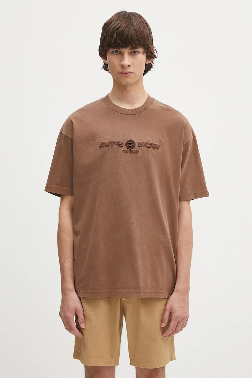 Футболка AAPE by A Bathing Ape AAPE Now Embroidered Logo T-Shirt Коричневий | AAPTEM1603XXO