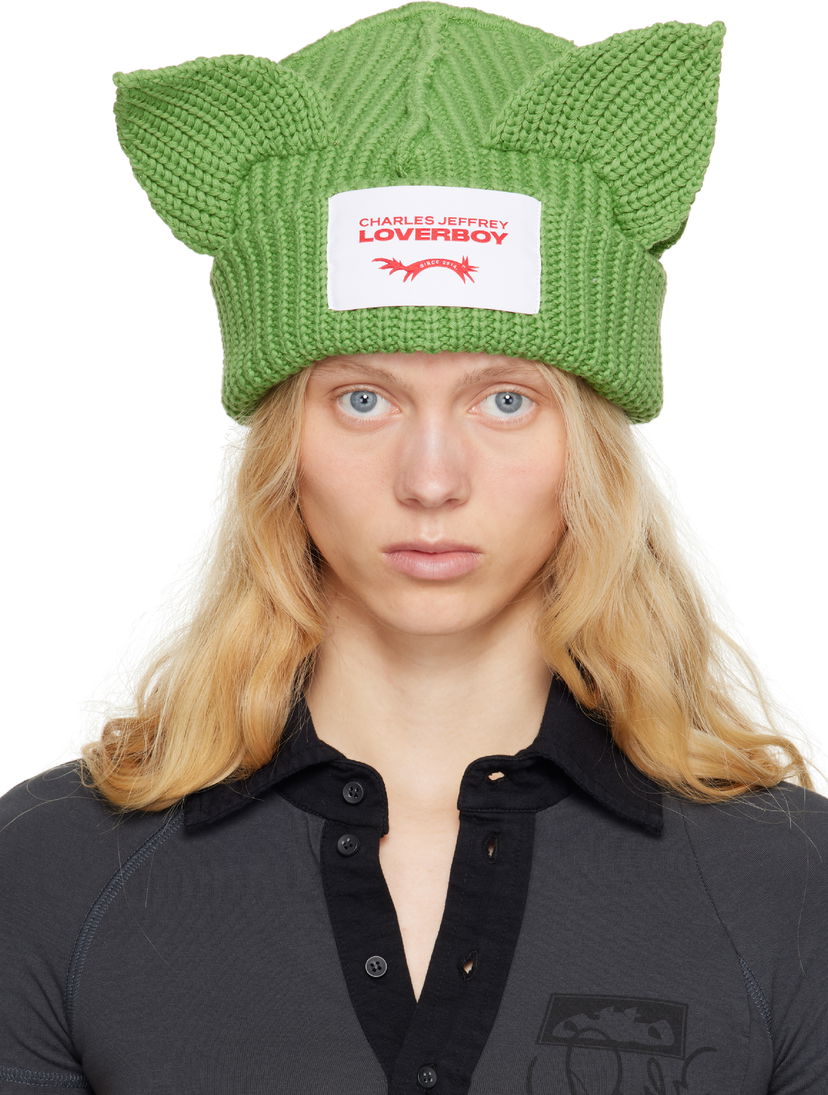 Шапка Charles Jeffrey Loverboy Charles Jeffrey LOVERBOY Chunky Knit Ears Beanie Зелений | 54130304