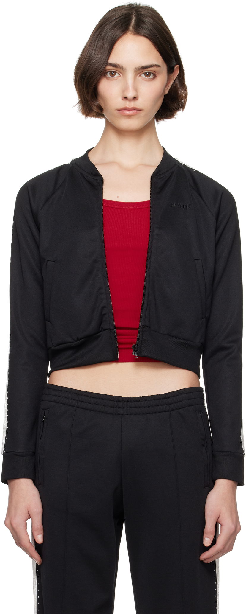 Куртка бомбер RE/DONE Re/Done Sunland Cropped Track Jacket чорний | 374-06WTRKJKT