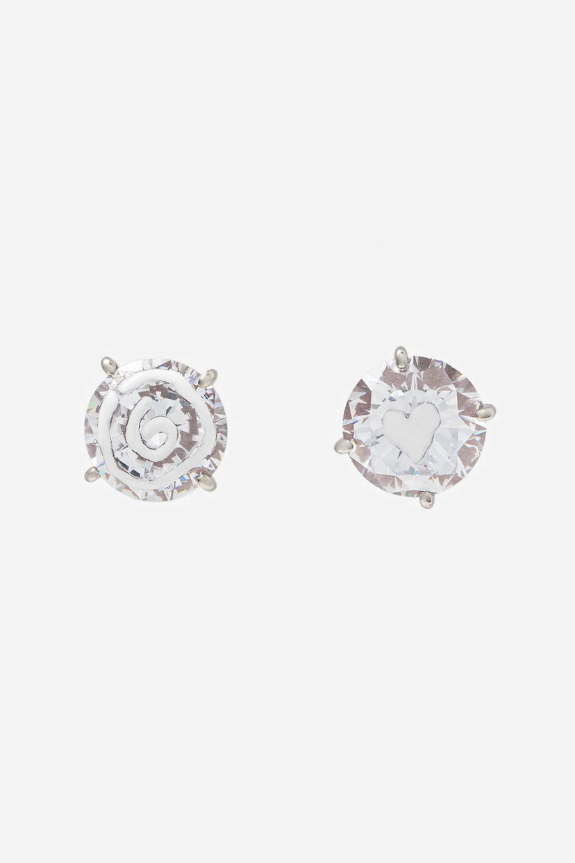 Сережки Maison Margiela MM6 Maison Margiela Stud Earrings with Spiral and Heart Design білий | SM7VG0086.P8372.971