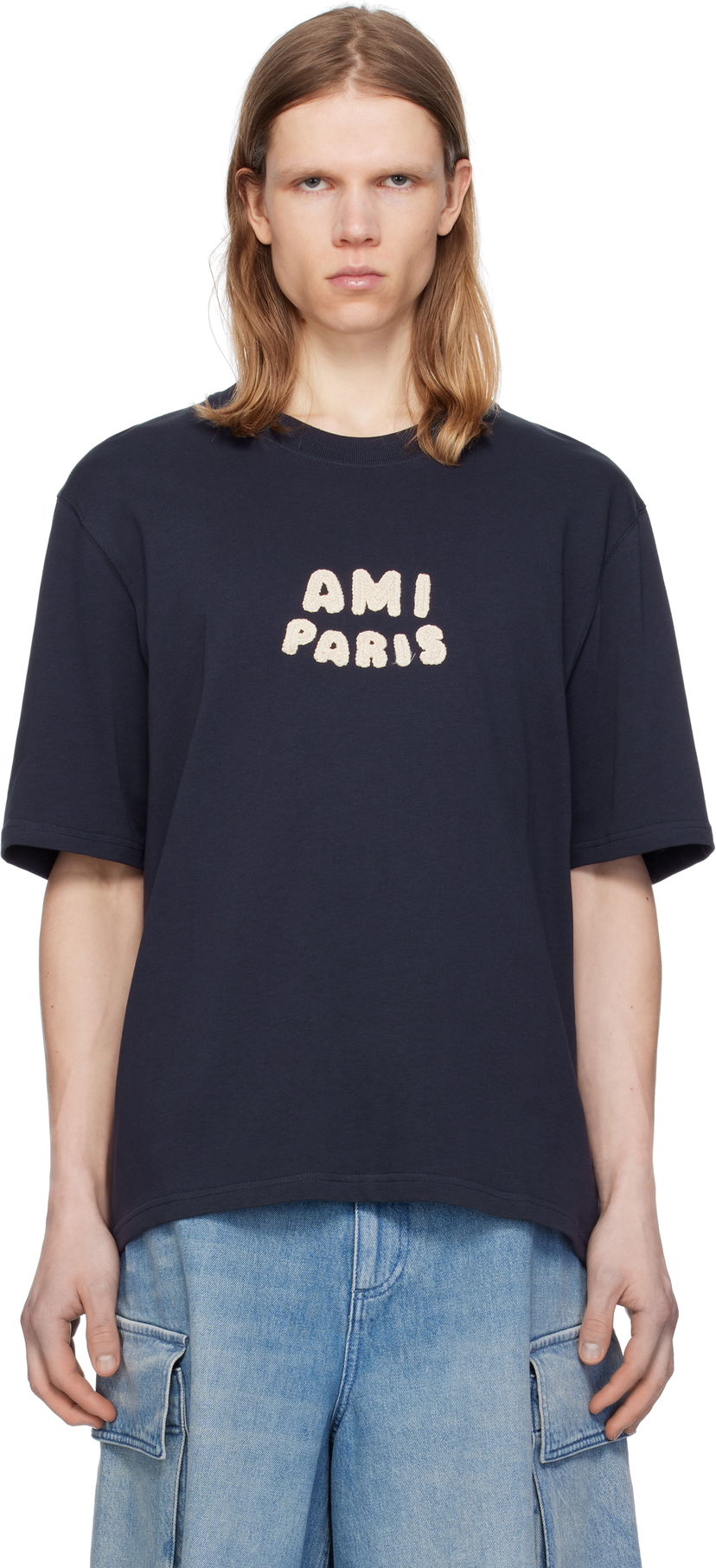 Футболка AMI AMI Paris Cotton Patch T-Shirt темно-синій | UTS075.726