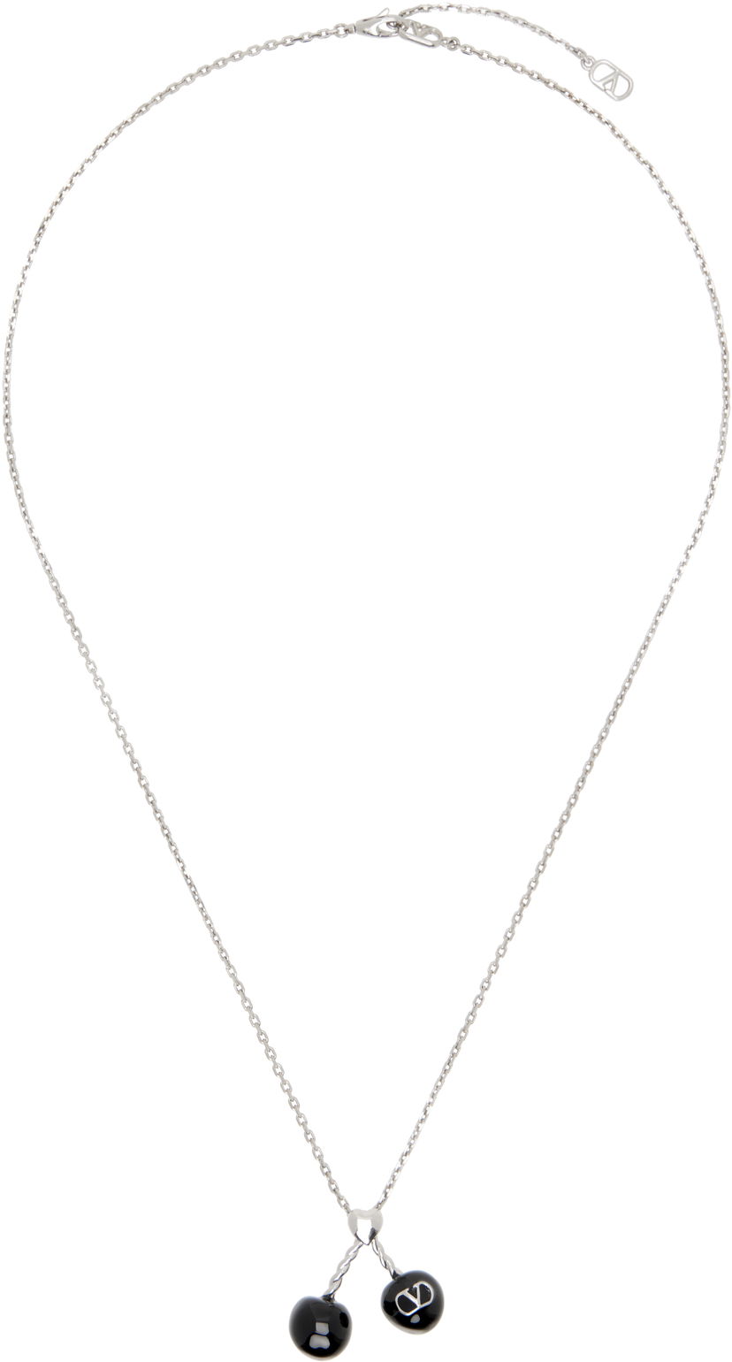 Кольє Valentino Valentino Garavani Chez Valentino Silver-Tone and Black Resin Double-Pendant Necklace чорний | 7Y2J0Z82MJP