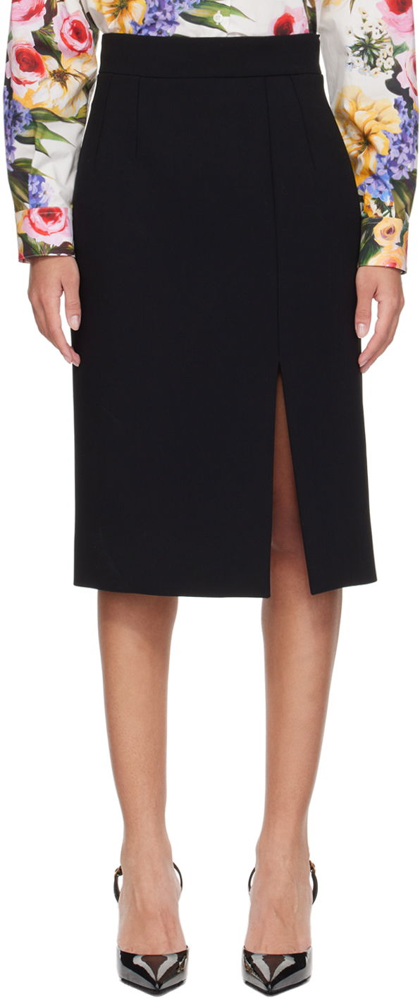 Спідниця Dolce & Gabbana Dolce&Gabbana Slit Midi Skirt чорний | F4CU7T FUBF1