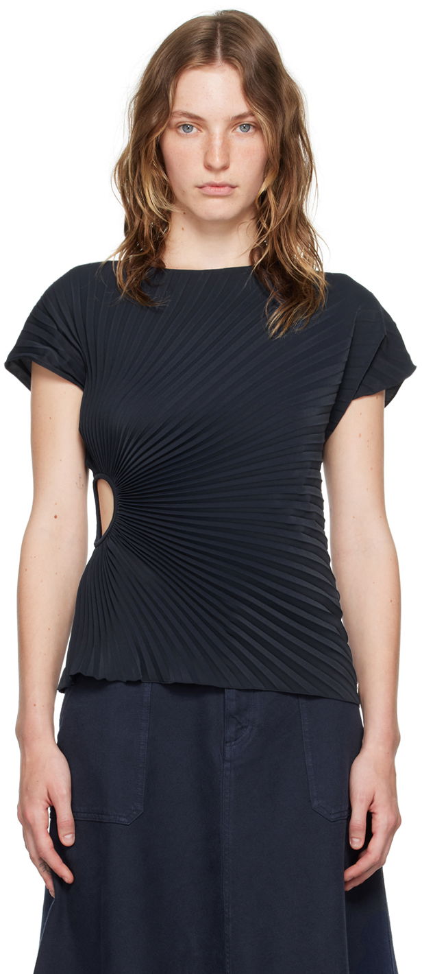 Футболка KENZO Navy Paris Sun-Ray Pleats T-Shirt чорний | FE62TO2139FO