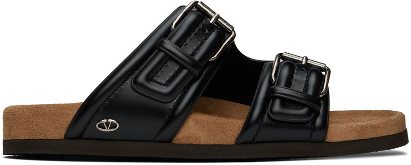 Кросівки та взуття Valentino Garavani Black Fussfriend Calfskin Slides чорний | 5Y2S0I07JTB
