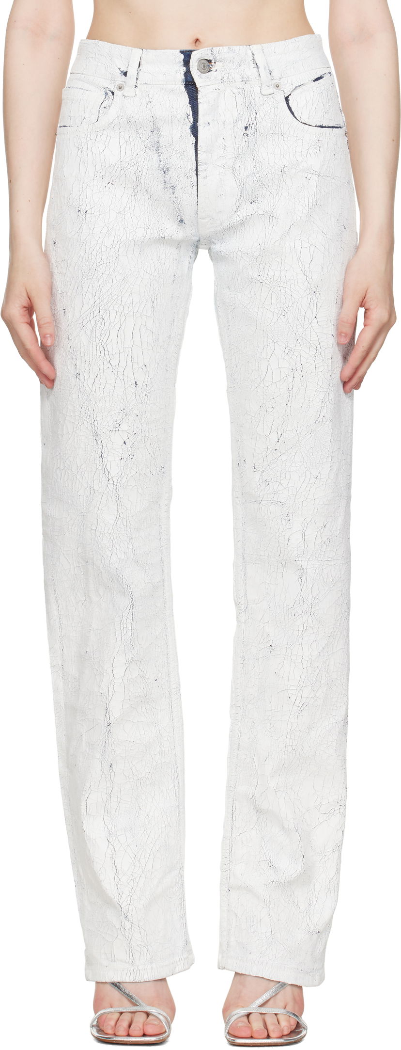 Джинси Maison Margiela MM6 Maison Margiela 5 Pocket Cracked Jeans білий | S62LB0185 M30028