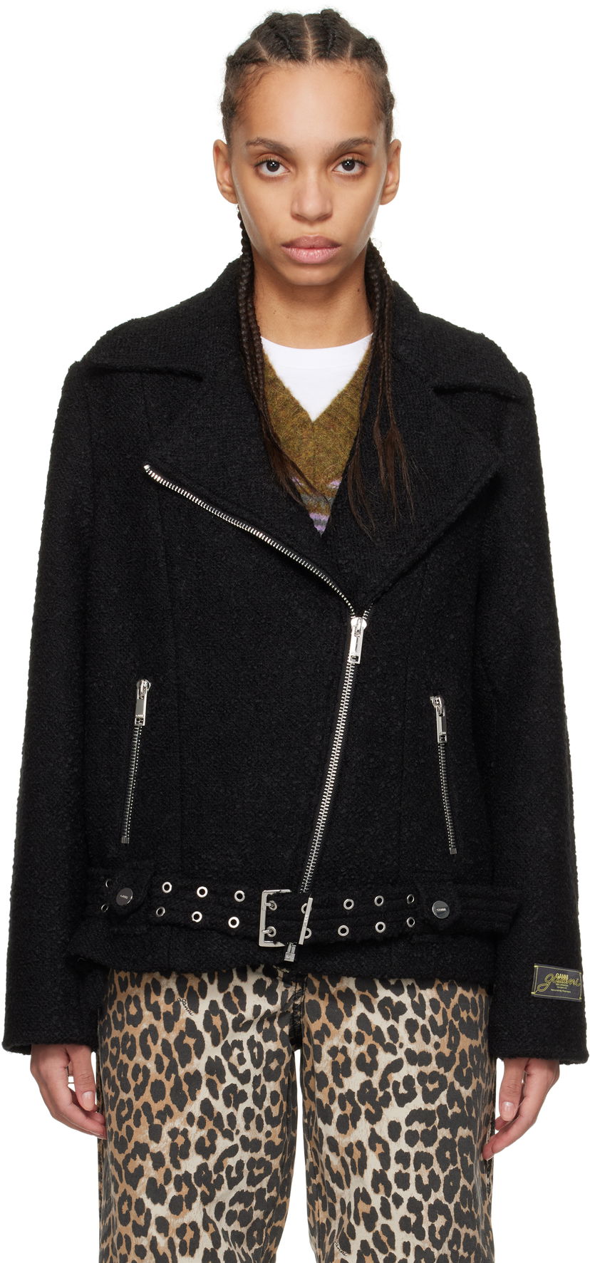 Куртка GANNI GANNI Textured Boucle Wool Jacket чорний | W0026