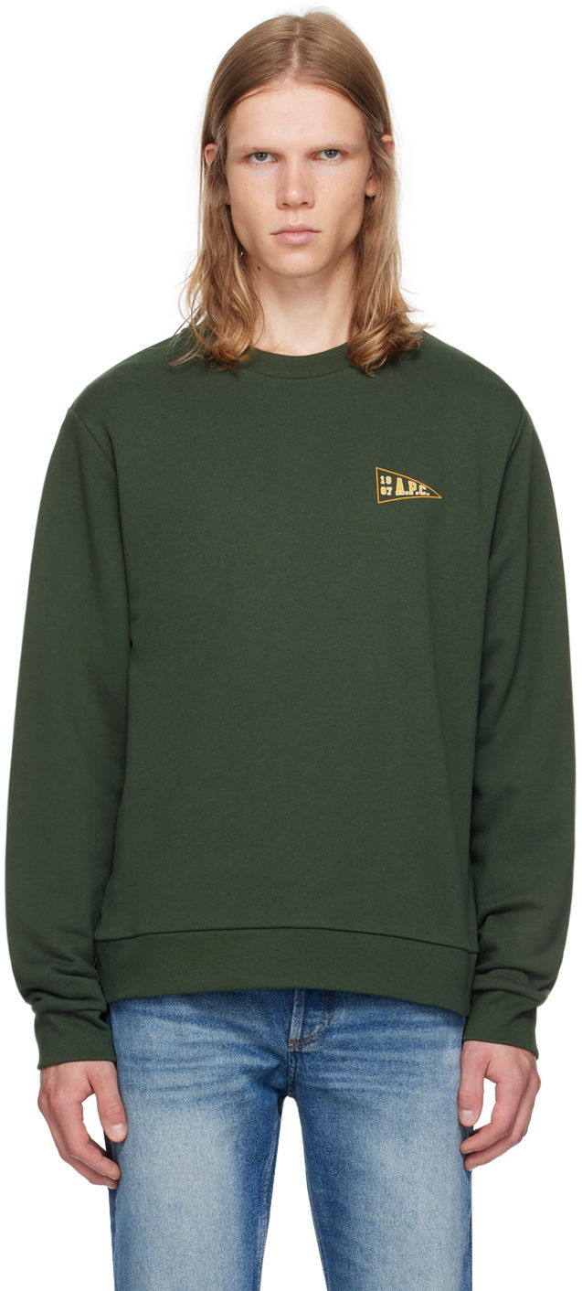 Футболка A.P.C. Green Logo-Printed Sweatshirt Зелений | COHBY-M27946