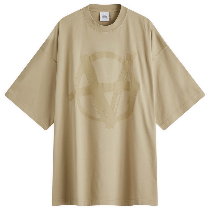 Футболка VETEMENTS Vetements Double Anarchy Oversized T-Shirt, Size Large бежевий | UA66TR655T