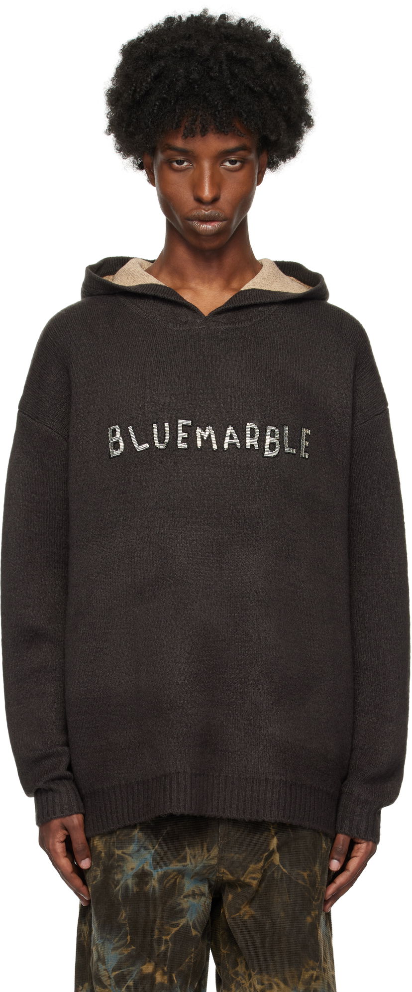 Світшоти Bluemarble Embroidered Knitted Hoodie Коричневий | HO10 KN19B24 BLK