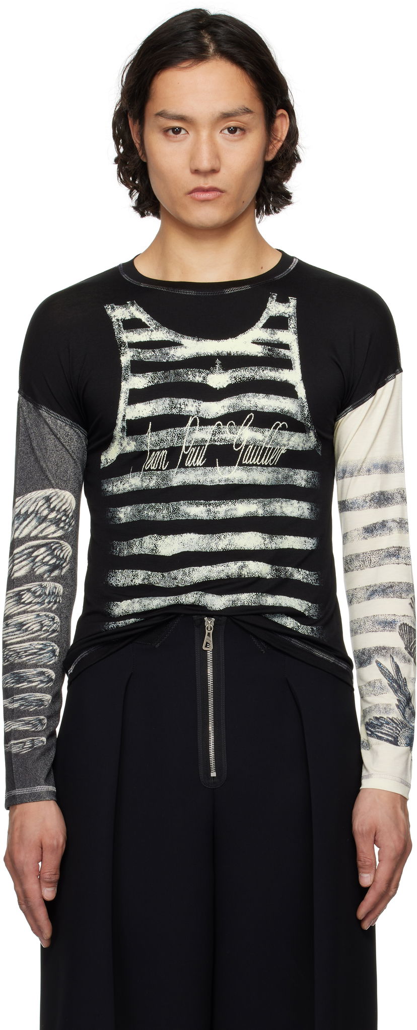 Футболка Jean Paul Gaultier Jean Paul Gaultier Tattoo Top T-Shirt чорний | 25/34-F-TO267I-J089-0003