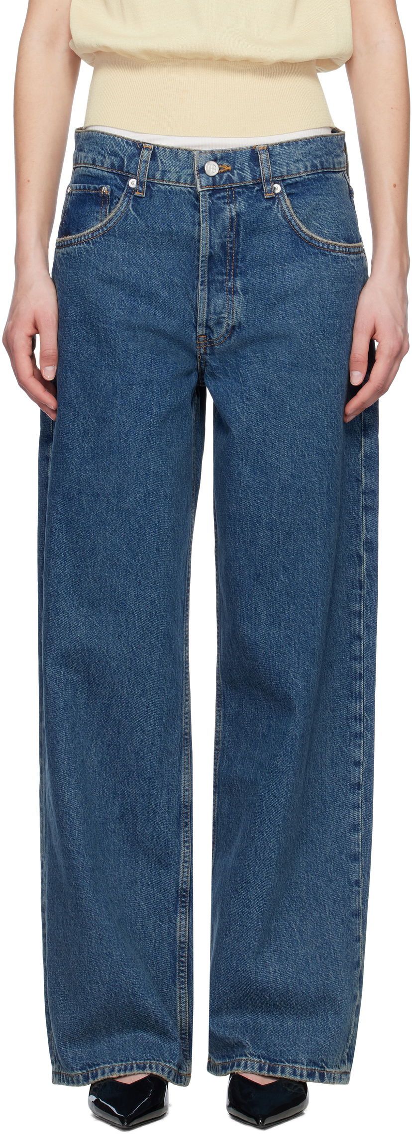 Джинси Anine Bing Anine Bing Manon Wide Leg Jeans Синій | A-06-10617-WHD47