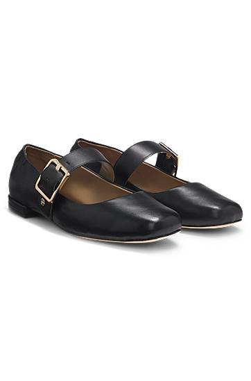 Аксесуари BOSS Leather Ballerina Pumps with Buckled Strap чорний | 50548547