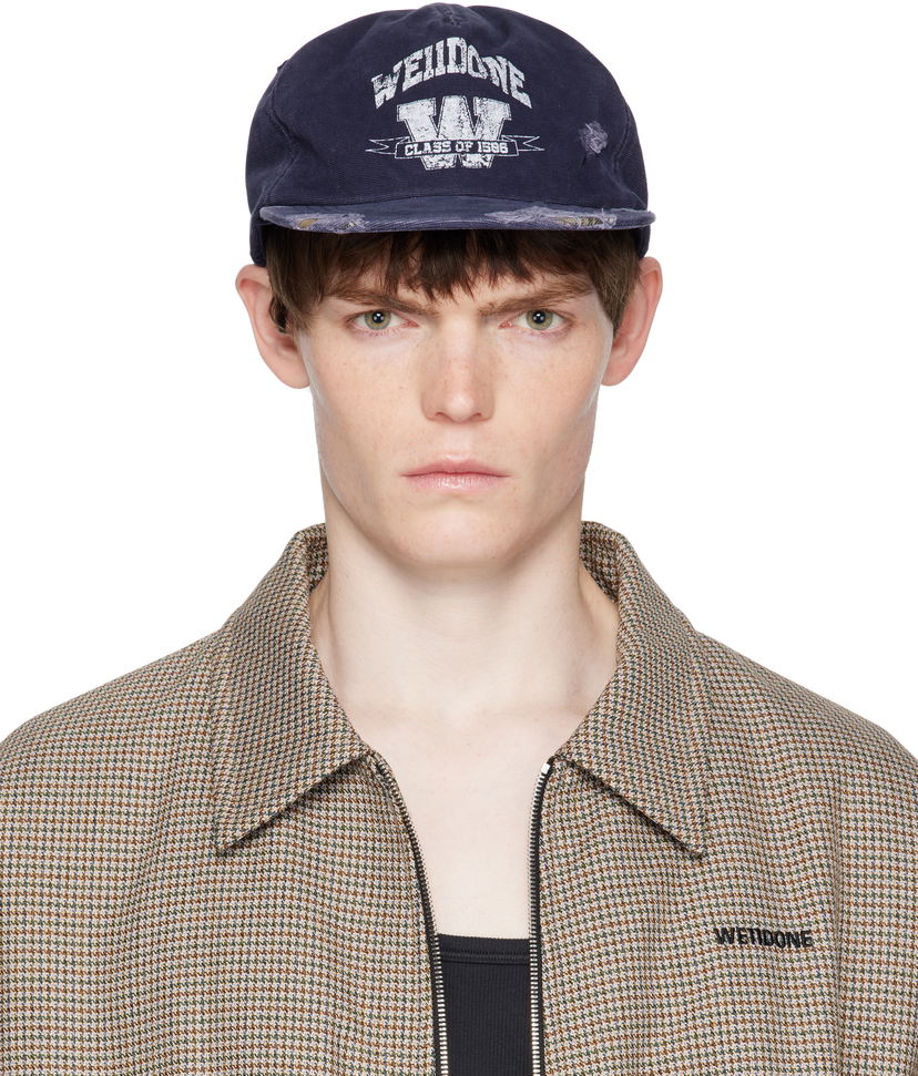 Кепка We11done We11done Distressed Collegiate Cap темно-синій | WD-AH2-25-407-U-NV