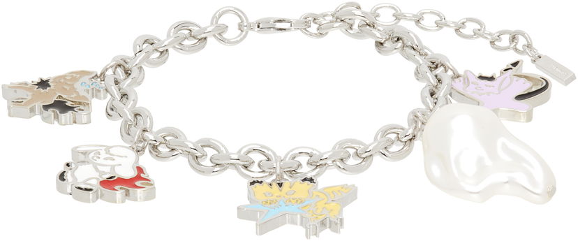 Браслет We11done We11done Silver-Tone Metal Monster Charms Bracelet with Faux Pearl Металік | WD-AJ2-25-525-U-SV