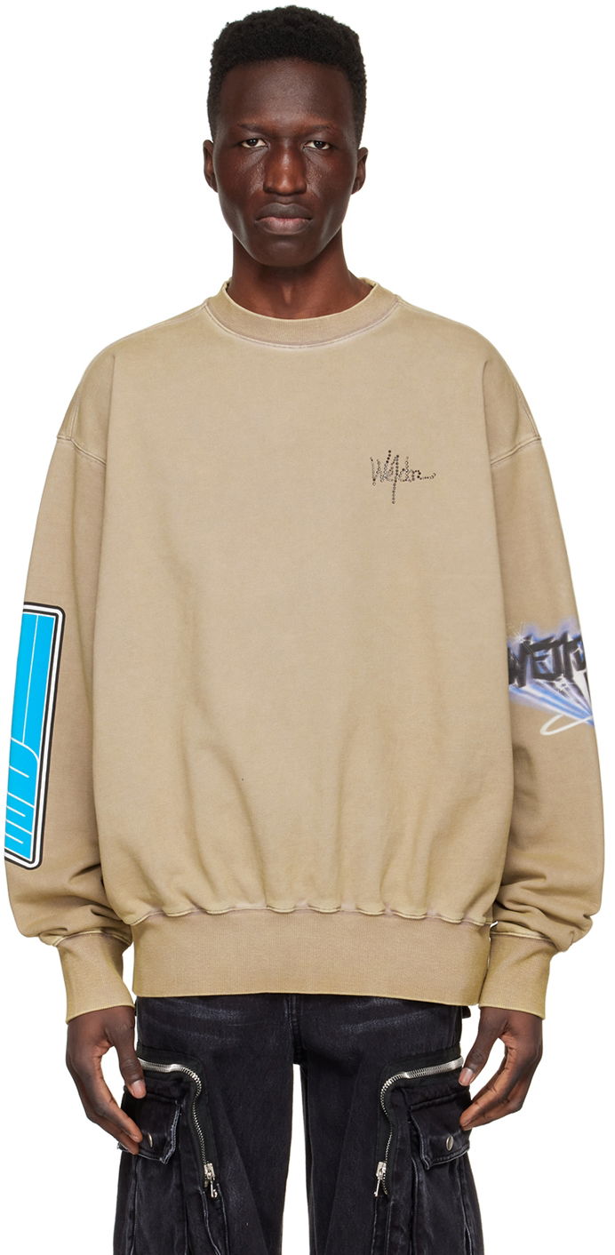 Cветр We11done We11done Graphic Print Cotton Sweatshirt бежевий | WD-TS1-22-667-U-KK