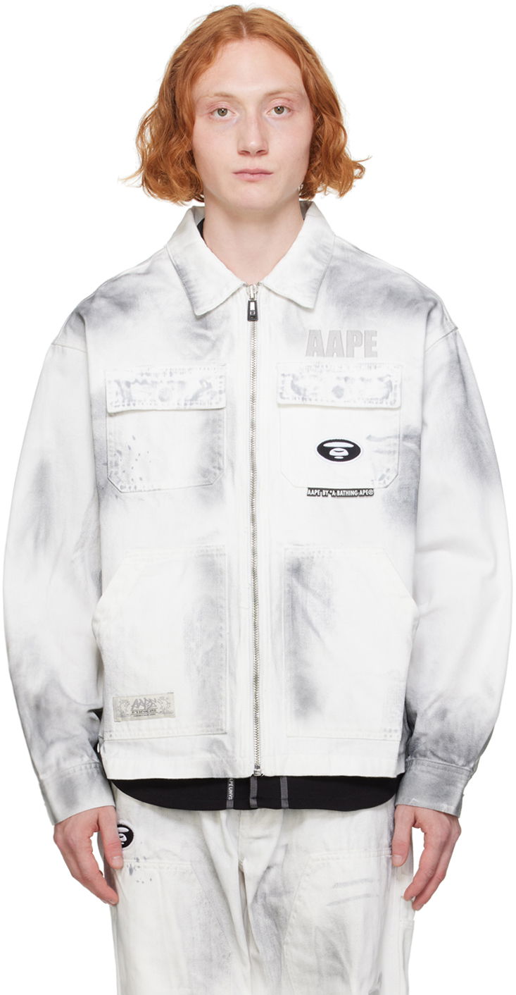 Куртка AAPE by A Bathing Ape AAPE by A Bathing Ape Faded Denim Jacket білий | AAPLJM7644XXMWHB
