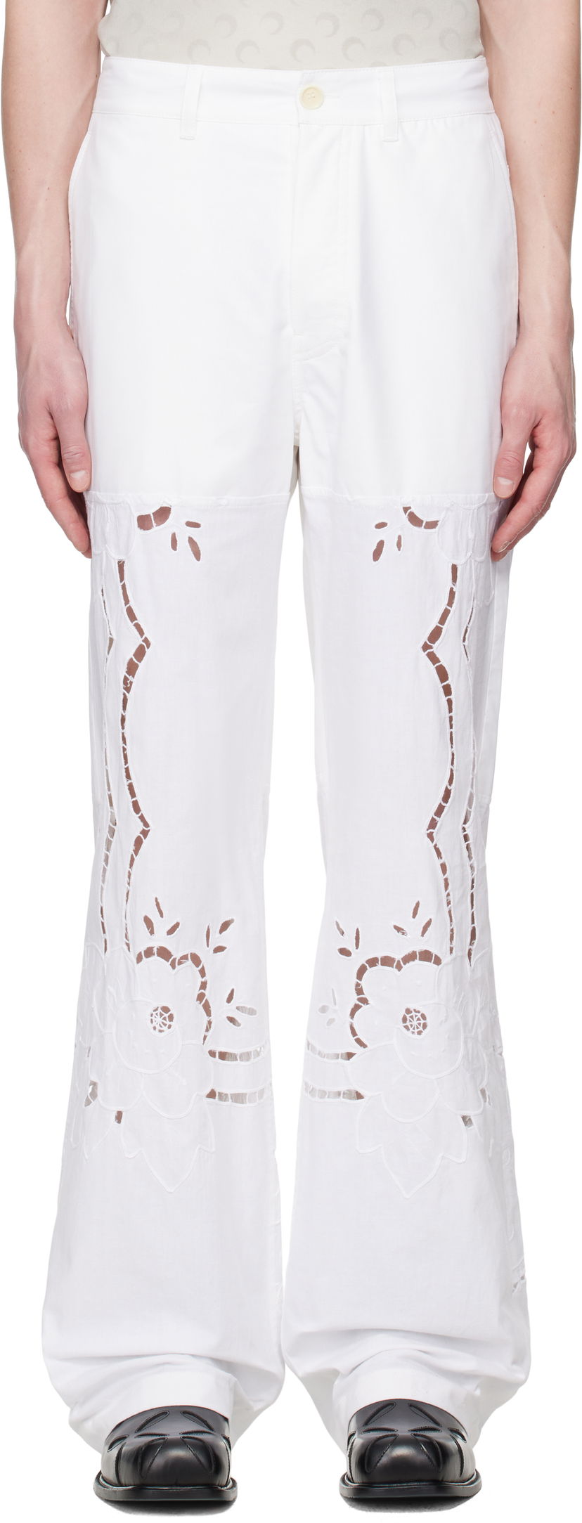 Штани Marine Serre Marine Serre Regenerated Household Linen Wide Leg Trousers білий | UPA056A UWOV0007