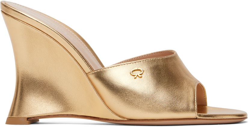 Аксесуари Gianvito Rossi Gianvito Rossi Nappa Silk Wedge Sandals Металік | G10095-95RIC-NPS