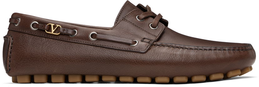 Кросівки та взуття Valentino Valentino Garavani Driver Fastaway Buffalo Loafers Коричневий | 6Y2S0J59PNJ