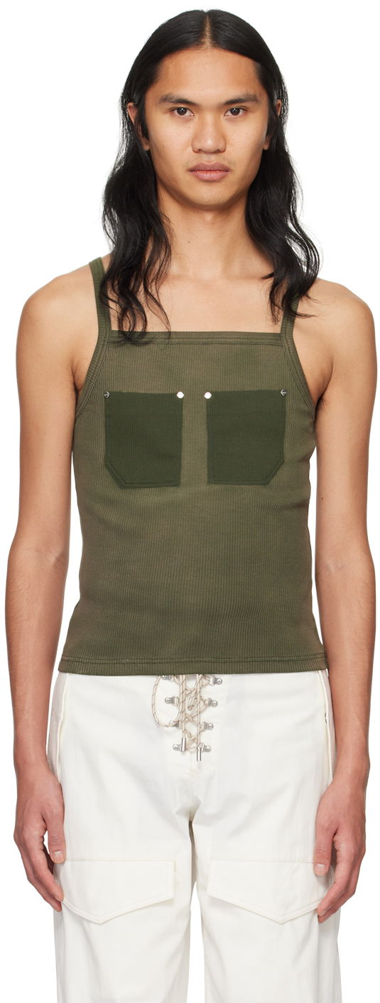 Безрукавка Dion Lee Pocket Ribbed Tank Top Зелений | C3165PS24