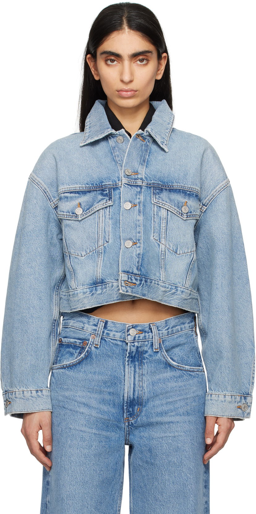 Джинси AGOLDE AGOLDE Palmer Cropped Denim Jacket Синій | A5047-1601