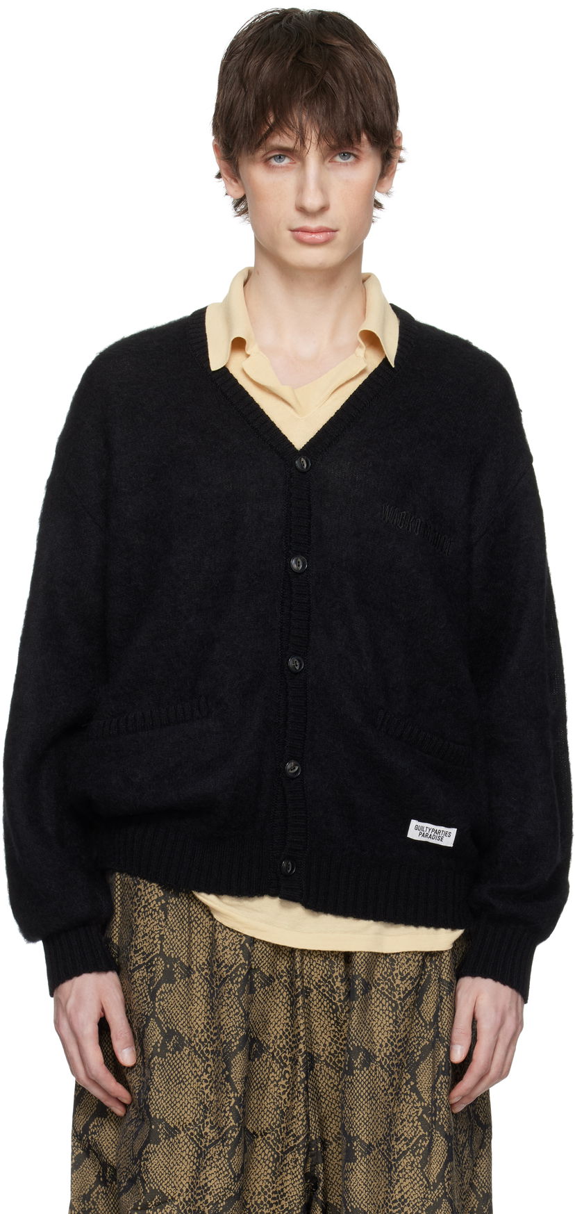 Cветр WACKO MARIA WACKO MARIA Mohair Knit Cardigan чорний | 25SS-WMK-KN06