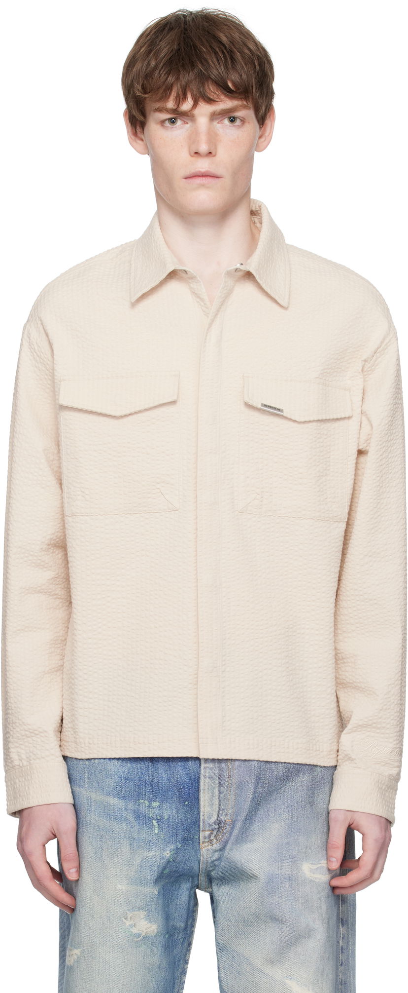 Сорочка Represent Clo Represent Textured Long Sleeve Shirt бежевий | MLM100312