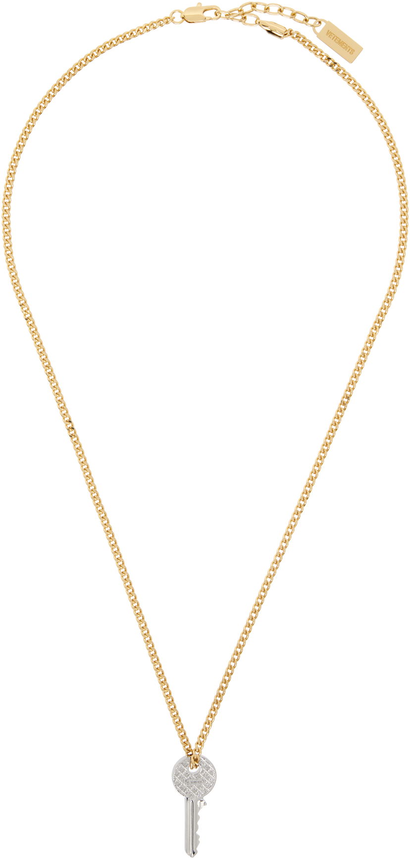 Кольє VETEMENTS Vetements Gold-Tone Curb Chain Key Pendant Necklace Металік | UH76NE760SG