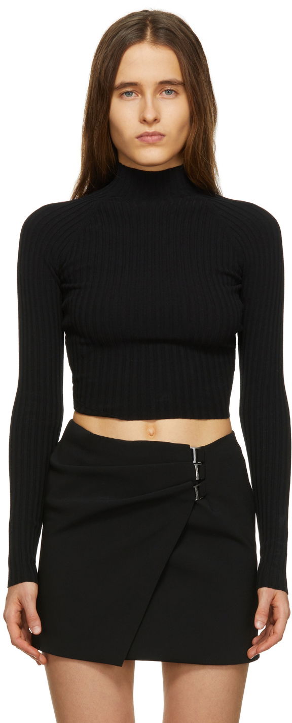 Футболка Dion Lee Ribbed Knit Turtleneck Crop Top чорний | A7548R22