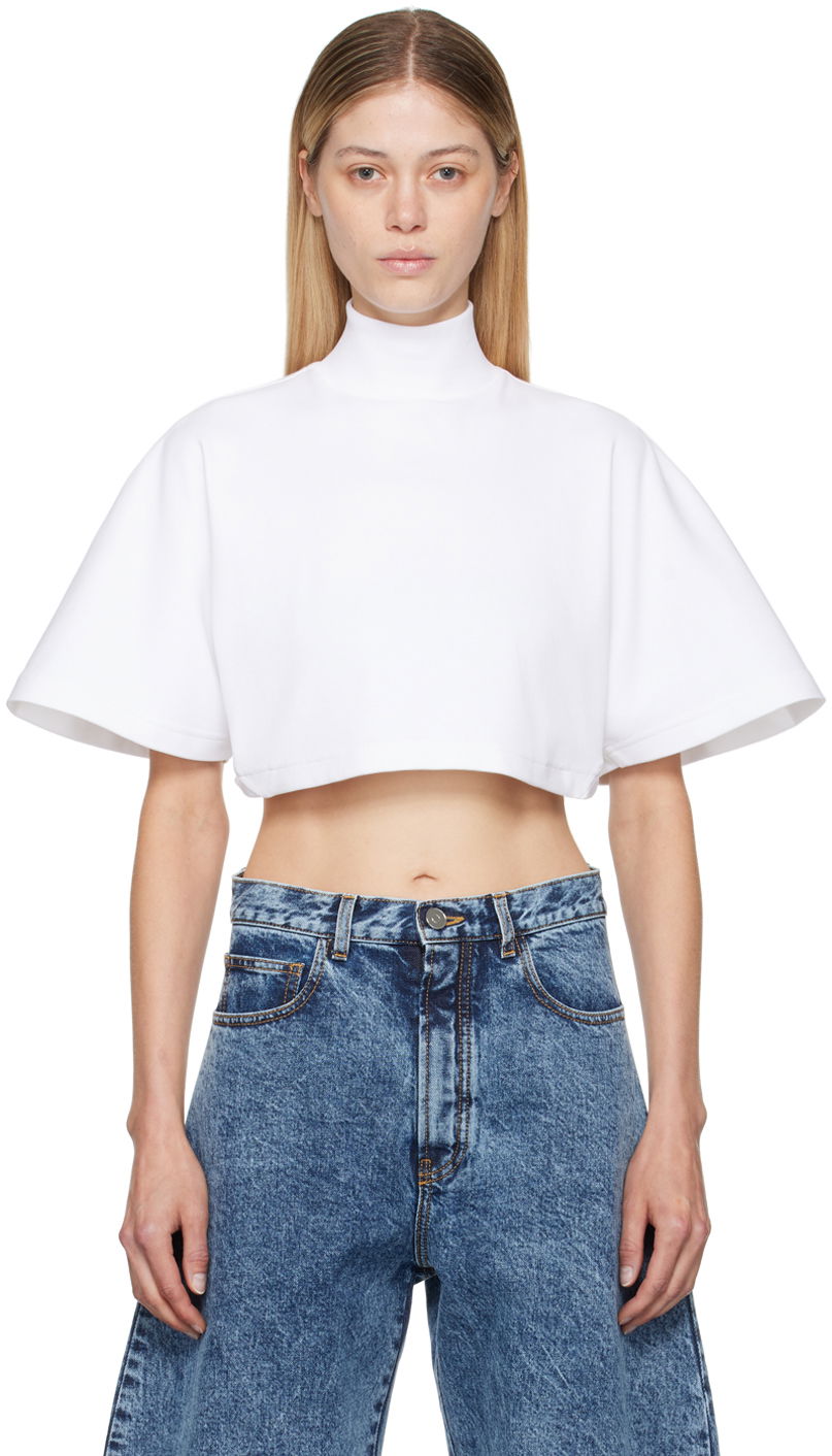 Футболка Alaïa ALAÏA White Highneck T-Shirt білий | AA9H04556J068