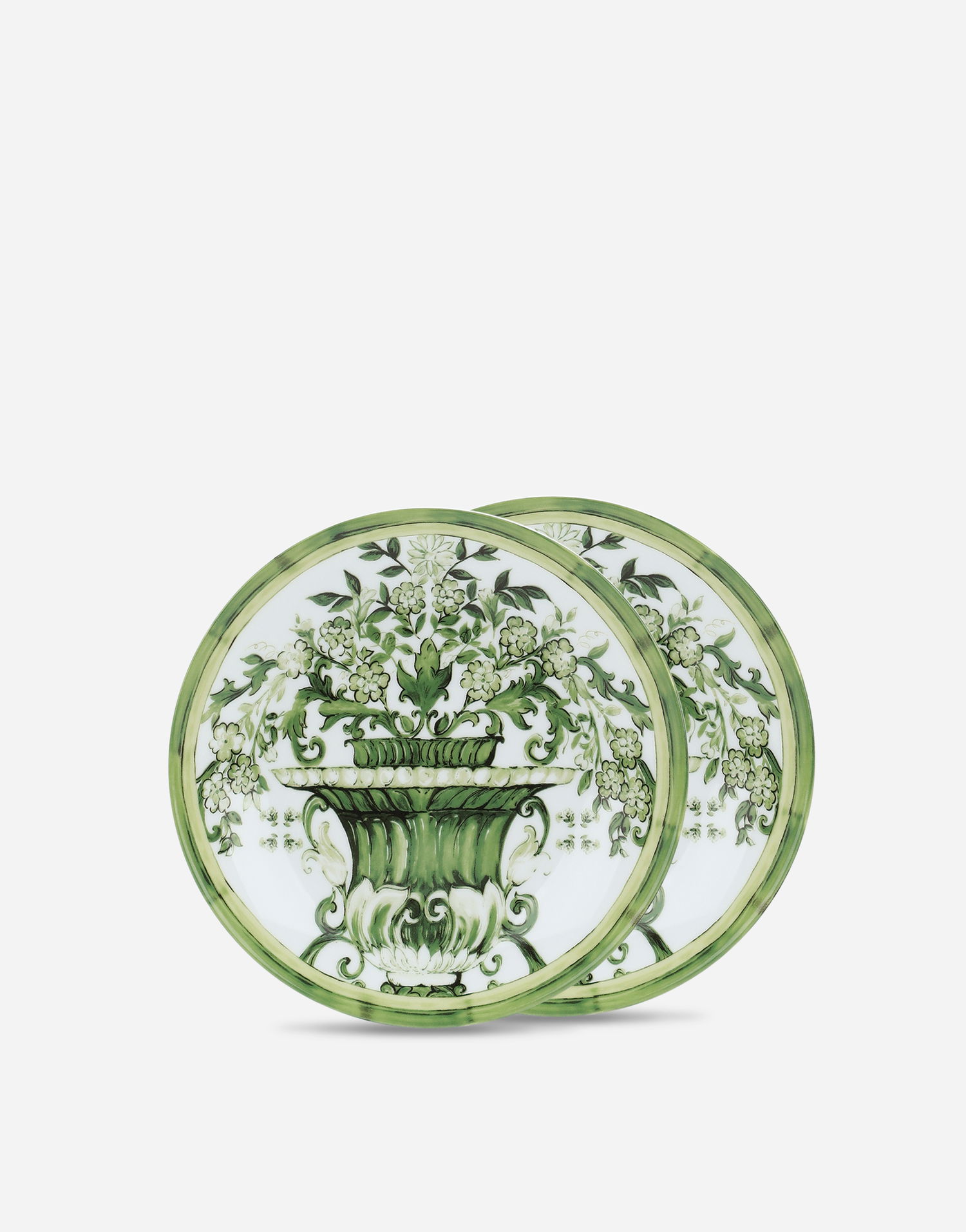 Домашній декор Dolce & Gabbana Dolce & Gabbana Set of 2 Porcelain Dessert Plates with Green Floral Urn Design Зелений | TC0S03TCA88UV019, 0