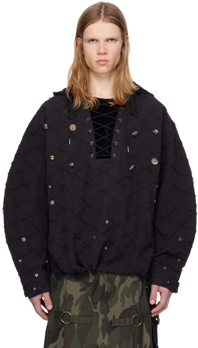 Світшоти Andersson Bell Lace-Up Hoodie With Hood чорний | atb1141m