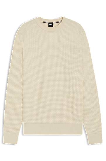 Cветр BOSS Mixed-Structure Sweater бежевий | 50545283
