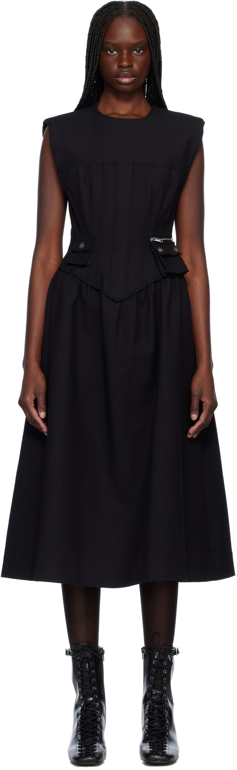плаття GANNI Ganni Corset Midi Dress чорний | W0390