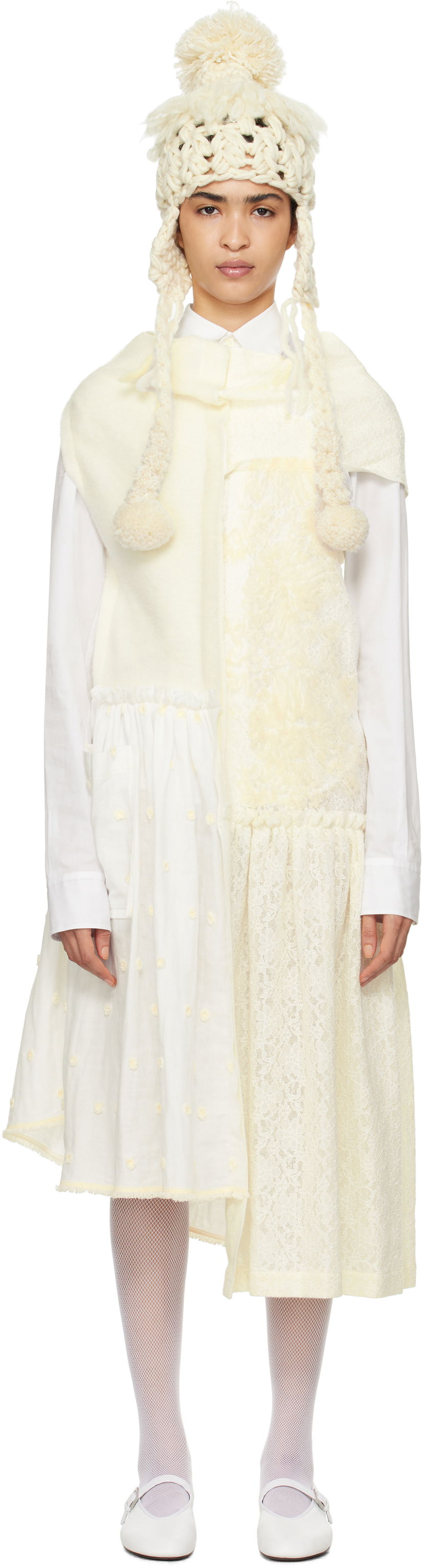 плаття Comme des Garçons Comme Des Garçons Paneled Midi Dress білий | TN-O004-051