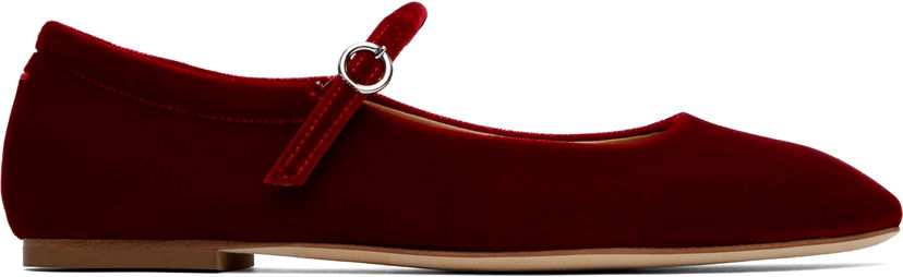 Одяг Aeyde Aeyde Uma Velvet Mary-Jane Ballerina Flats Червоний | A11-FL-RAZS08FL-223-406-004