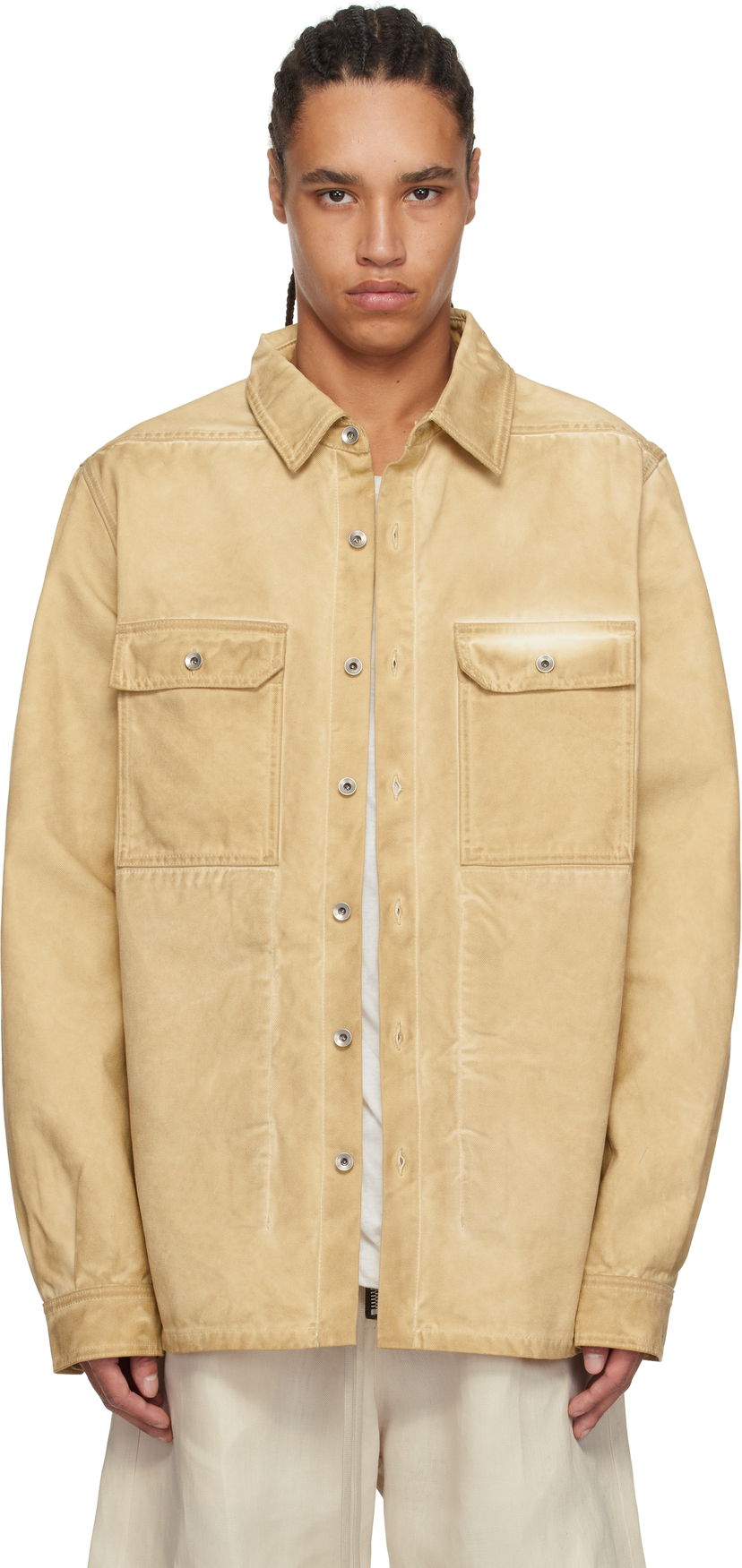 Сорочка Rick Owens Rick Owens DRKSHDW Hollywood Organic Cotton Overshirt бежевий | DU01E3755 CVS