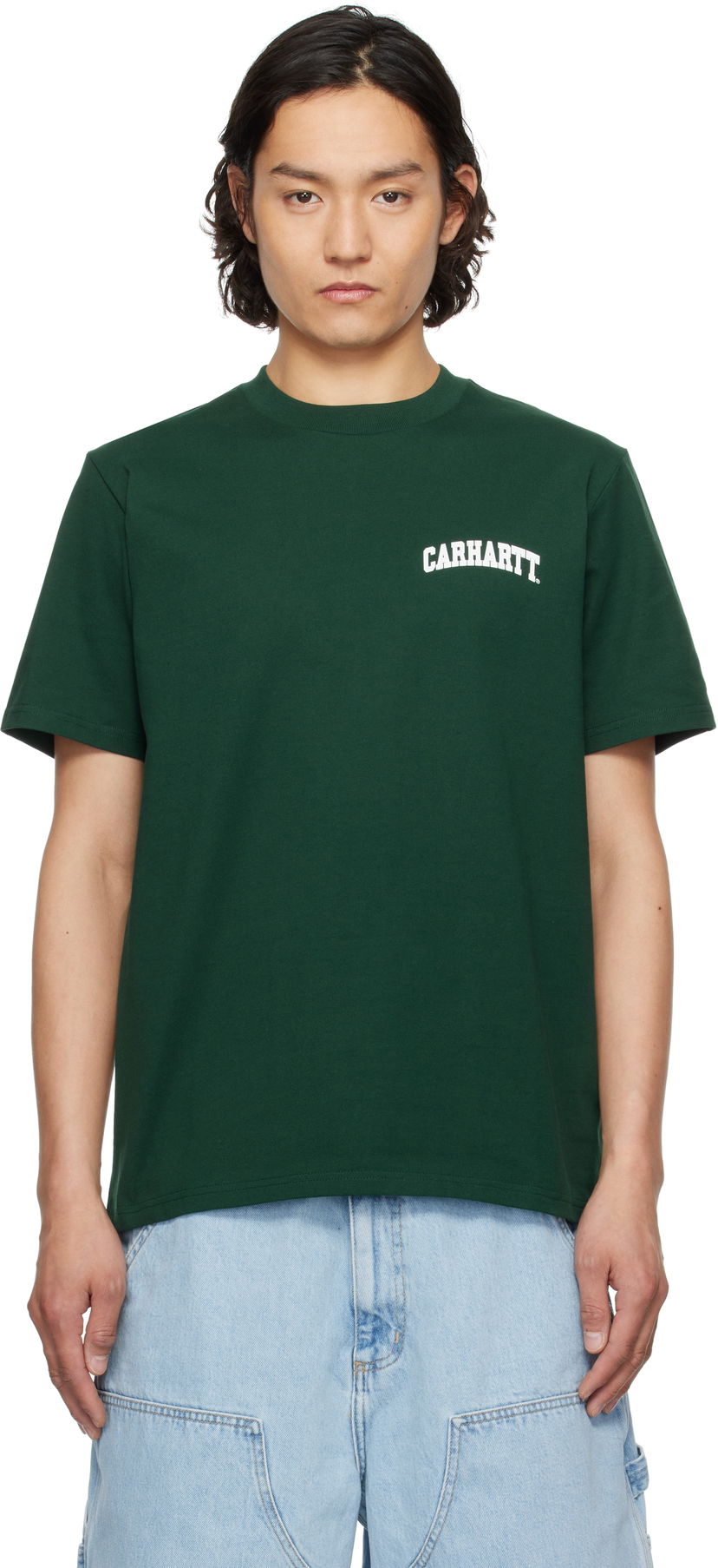 Футболка Carhartt WIP Short Sleeve University Script T-Shirt Зелений | I034852