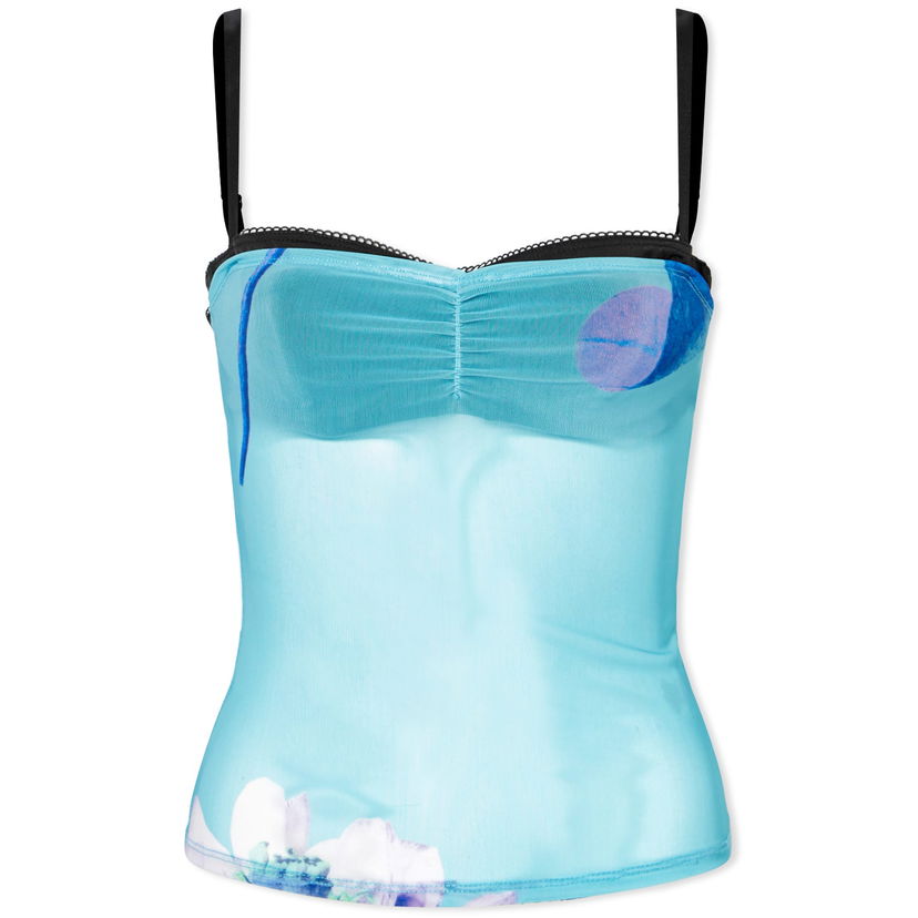 Безрукавка Miaou Miaou Enzo Lotus Print Sheer Mesh Camisole Top, Size Small Синій | 7092PM3BLO