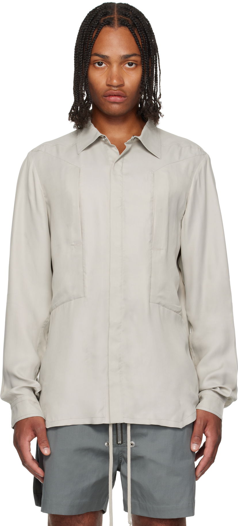 Сорочка Rick Owens Rick Owens Concordians Fogpocket Shirt бежевий | RU02E1237 HSCH