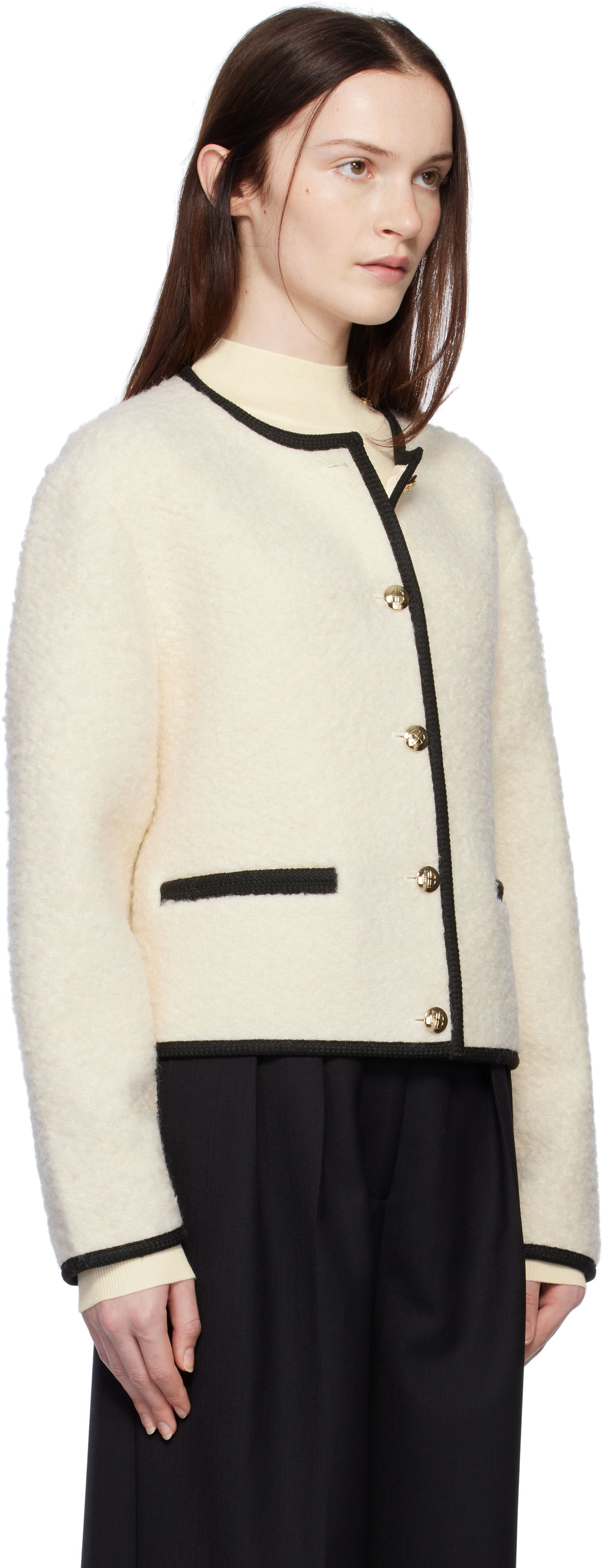 Куртка Anine Bing Boucle Buttoned Jacket білий | A-01-10223-IVY26, 1